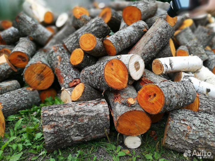 Дрова горбыль берёза сосна осина колотые тюльками