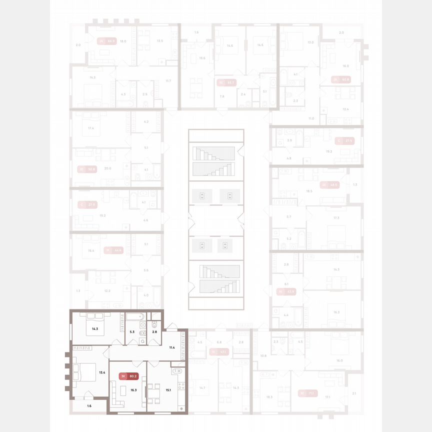 3-к. квартира, 80,2 м², 25/32 эт.