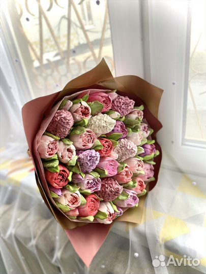 Зефирные цветы, тюльпаны из зефира