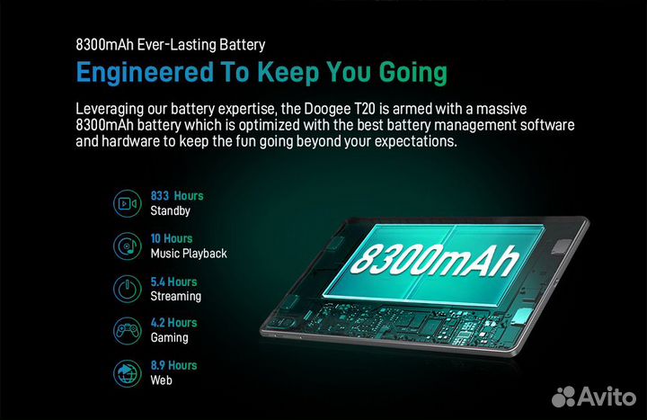 Планшет Doogee T20 8/256Gb Серый, 8300mAh