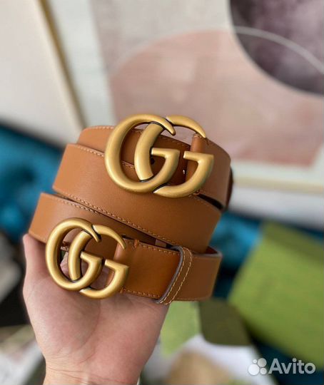 Ремень Gucci (белый/коричневый)