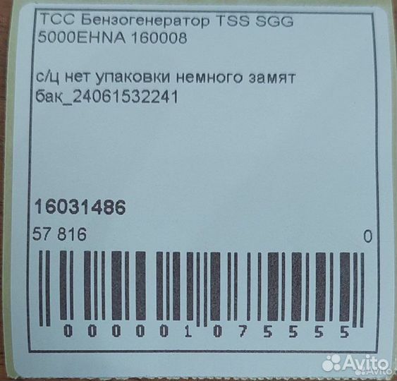 Бензогенератор тсс SGG 5000ehna 160008