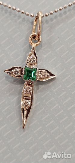 Подвеска крестик с бриллиантами СССР