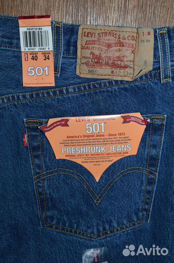 Джинсы Levis 501 W40 L34, модель 2002г, Old school