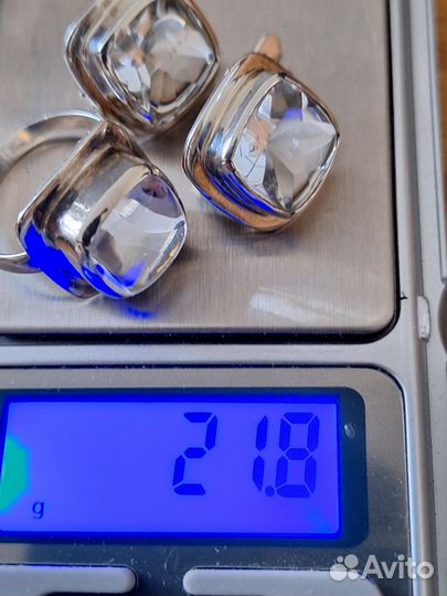 Серебряные серьги с горным хрусталем 925