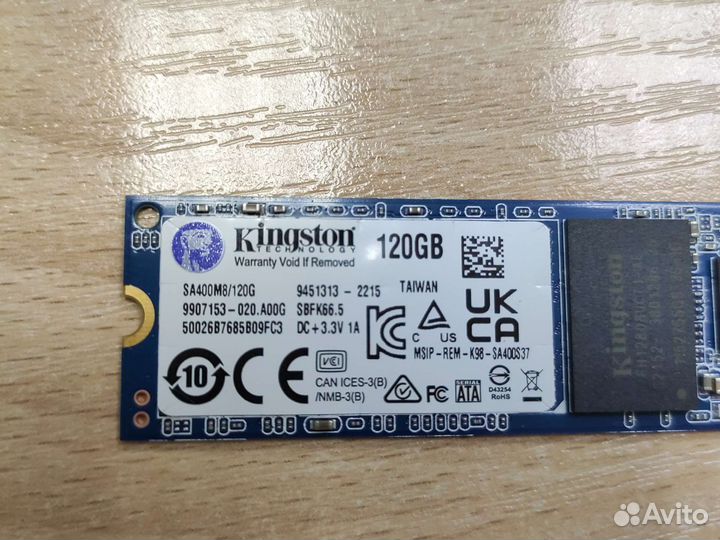 SSD диск М2 объем 120Гб Kingston