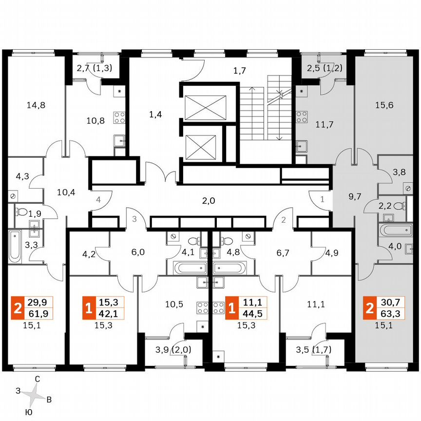 2-к. квартира, 63,3 м², 22/22 эт.
