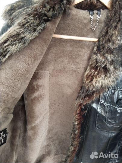 Кожаная куртка мужская с натуральным мехом