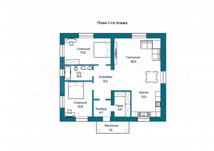 Коттедж 117 м² на участке 5,5 сот.