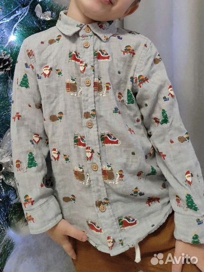 Рубашки новогодние на мальчика 104