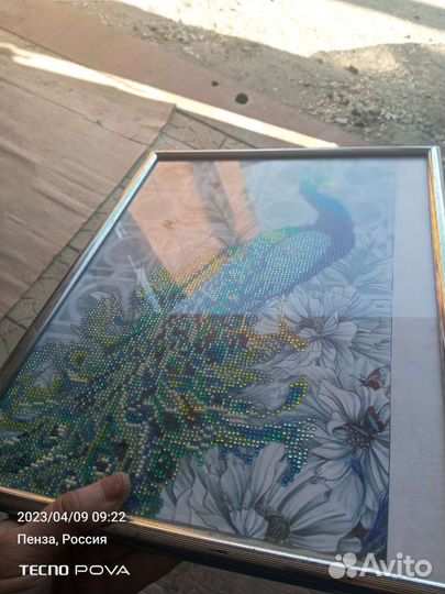 Картина из страз павлины