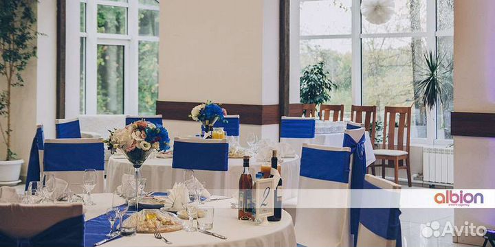 Банты и ленты синие на стулья продажа