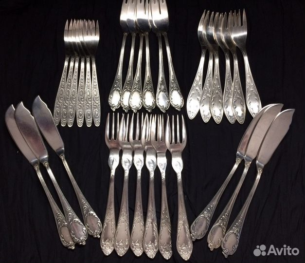 Вилки ножи рыбные мельхиор СССР Классик зиш зид