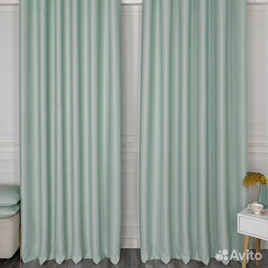 Шторы блэкаут Амадео пастельный зеленый