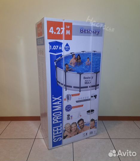 Каркасный бассейн 427х107см, фильтр+лестница+тент