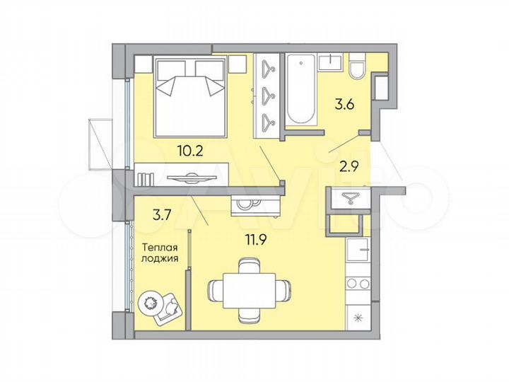 1-к. квартира, 32,3 м², 2/18 эт.