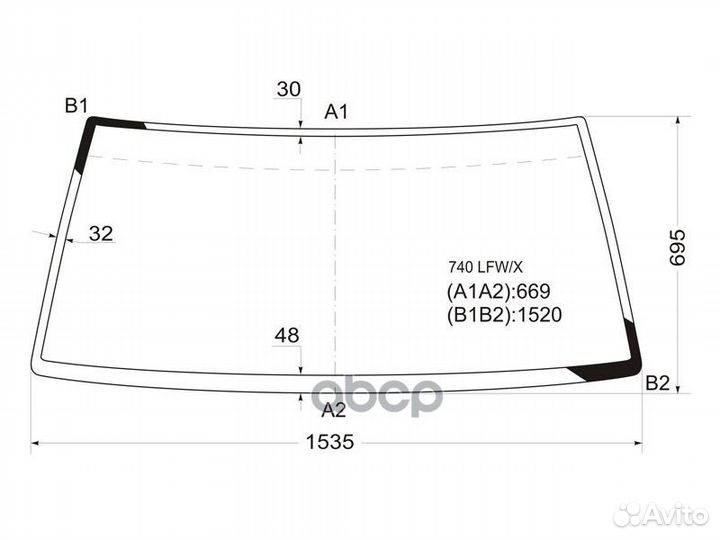 Стекло лобовое volvo 740 4/5D 83-92/volvo 940 4