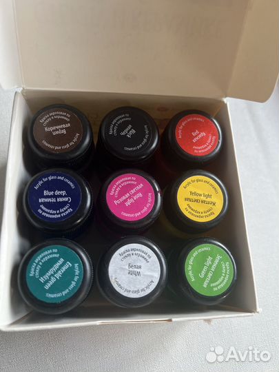 Краски по стеклу и керамике акриловые 6 шт