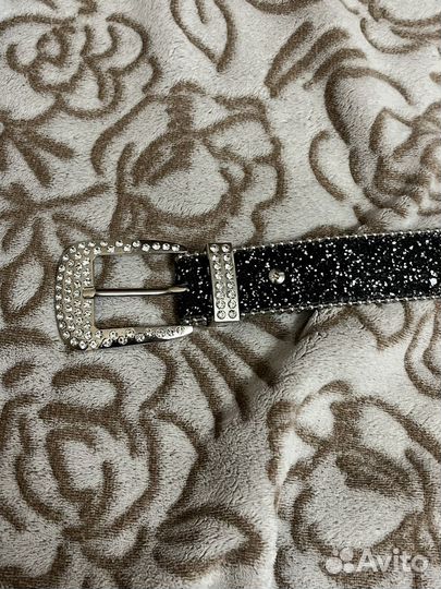 Ремень со стразами черный