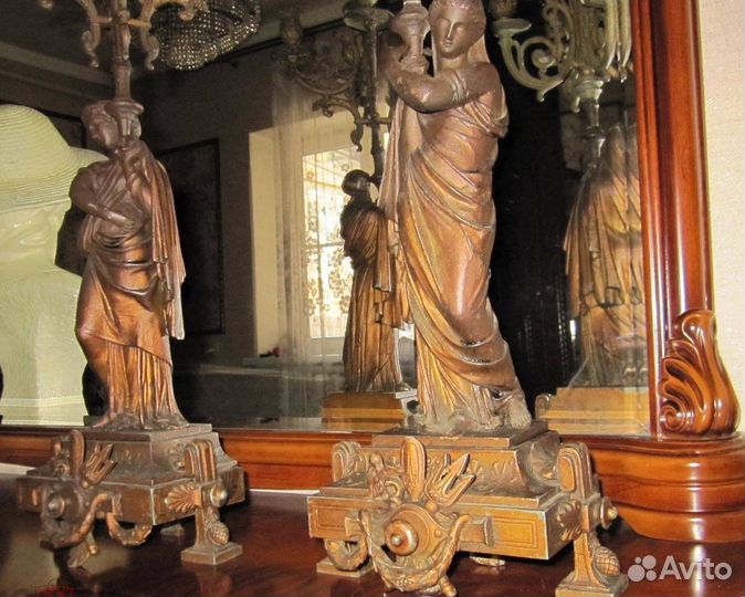 Пара Больших Подсвечников Девушки. 19 век