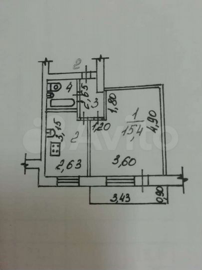 1-к. квартира, 31,7 м², 1/2 эт.