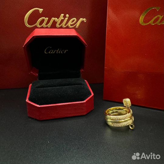 Золотое кольцо cartier(премиум)