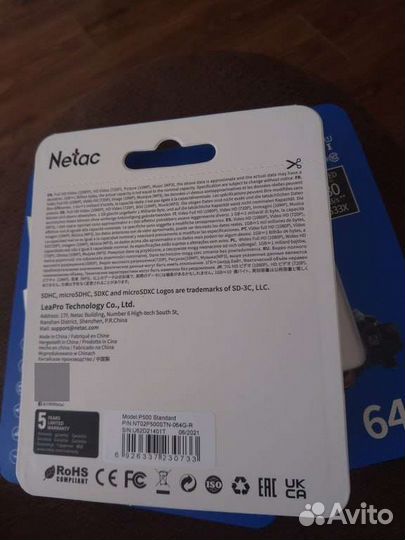 Новая Карта памяти MicroSD 64 gb Netac