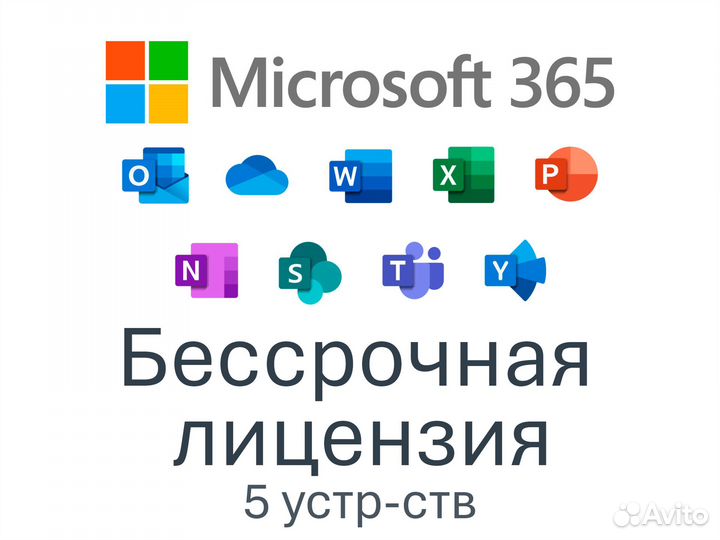Microsoft Office 365 бессрочная подписка 5 уст-ств