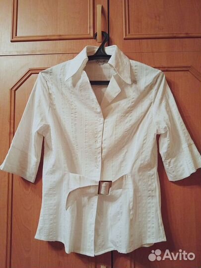 Блуза рубашка белая короткий рукав