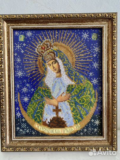 Икона Божией Матери «Остробрамская» бисером
