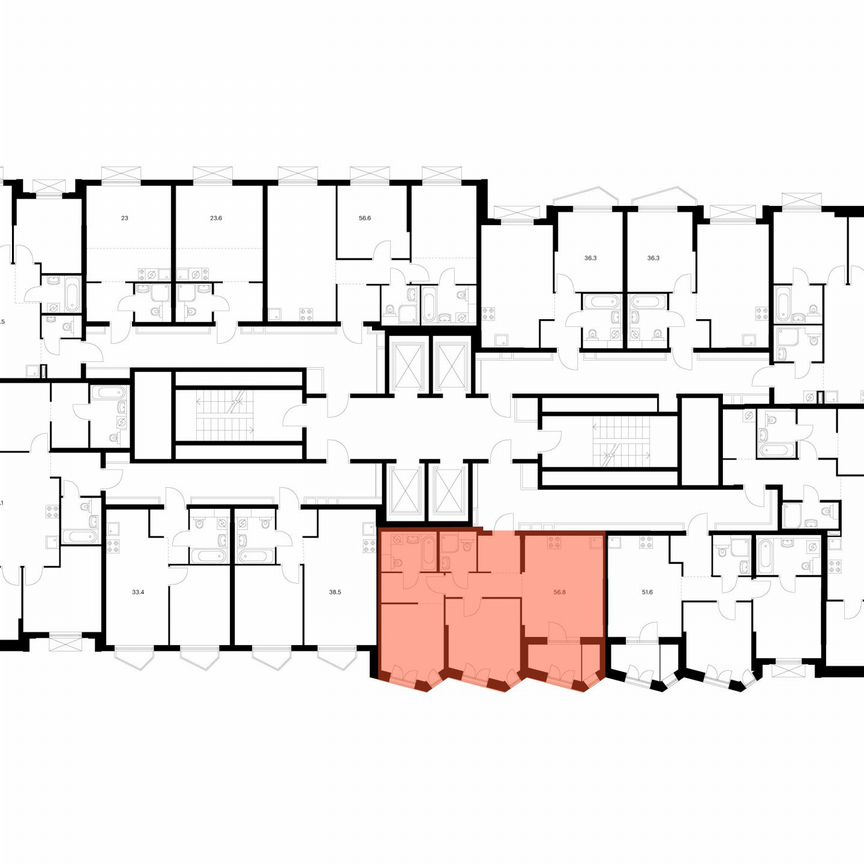 2-к. квартира, 56,8 м², 12/32 эт.