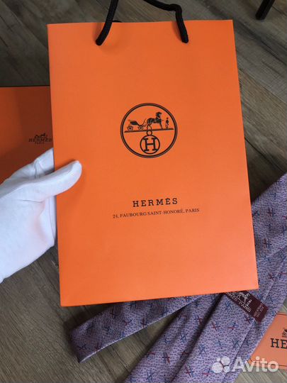 Галстук мужской шелковый от Hermes оригинал (#939)