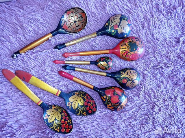 Русские деревянные ложки хохлома расписные