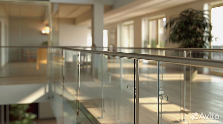 Ограждения для лестниц из стекла