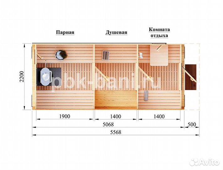 Перевозная баня Евангелина 5.5м