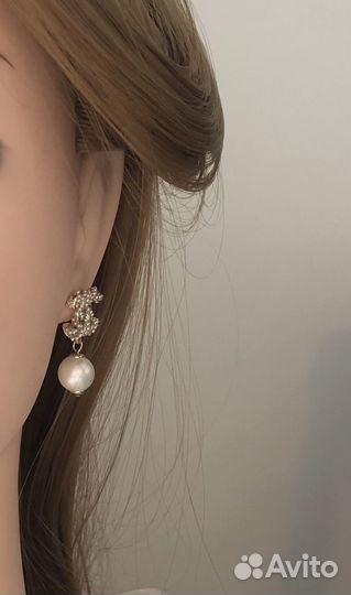 Серьги стиль Chanel с жемчугом