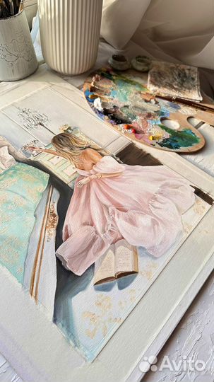 Картинамаслом30х40 см.Картина с девушкой. Нежность