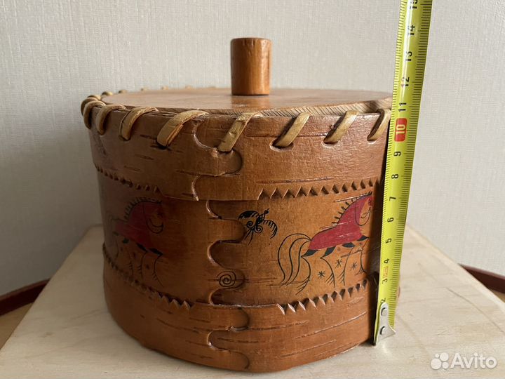 Берестяной туес подлинная мезенская роспись