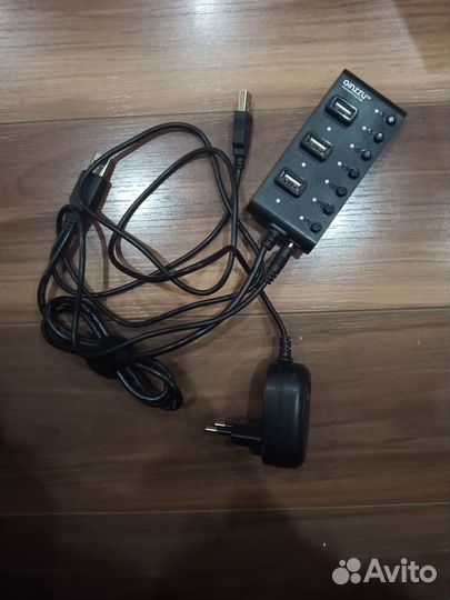 Хаб (разветвитель) ginzzu GR-487UAB, черный