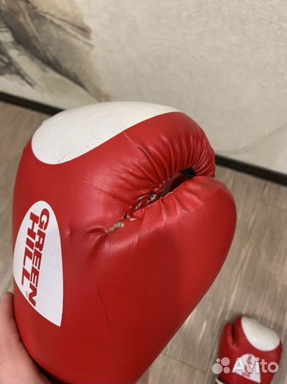Боксерские перчатки green hill 12 oz красные
