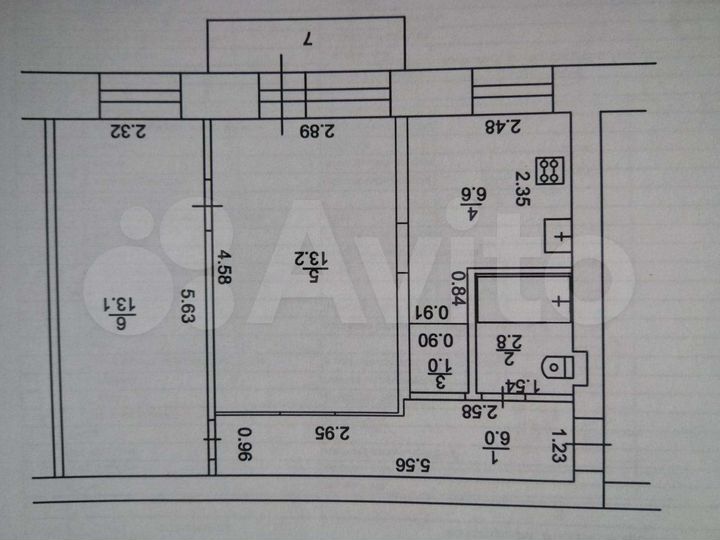 2-к. квартира, 43 м², 2/5 эт.