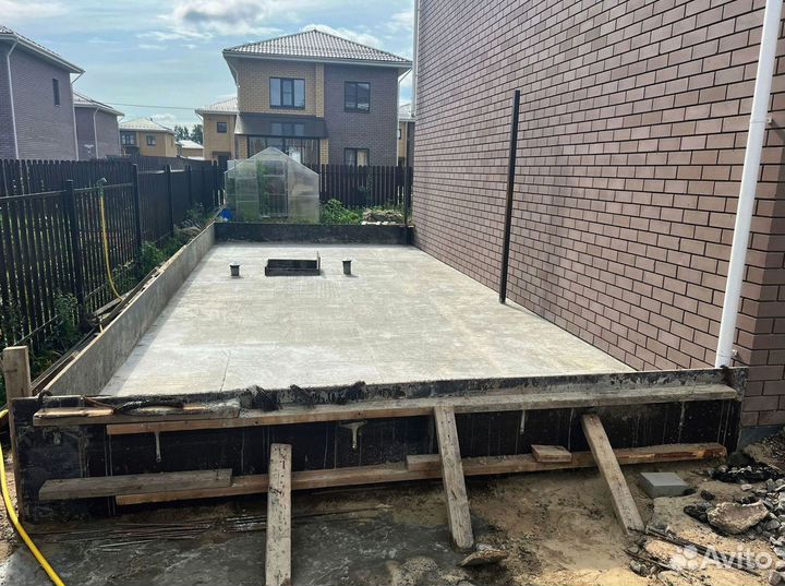 Бетонные работы Отмостка Фундамент Дорожки