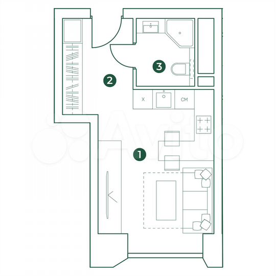 Квартира-студия, 26,3 м², 2/31 эт.