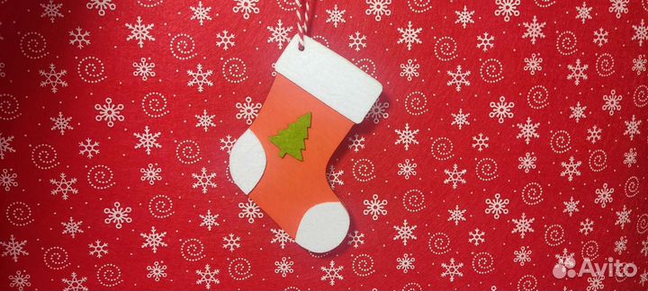 Игрушка на елку рождественский носок Санты