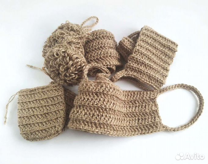 Мочалка из джута ручная работа