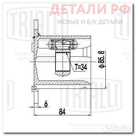 ШРУС для а/м Audi A6 C5 (97) (внутр.) (GO 1818) trialli GO1818