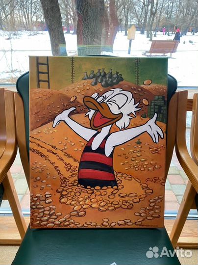 Современная картина Скрудж Макдак. Масло/холст