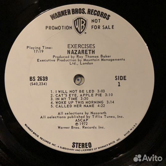 Nazareth Exercises 1972 lp 1 st usa press promo