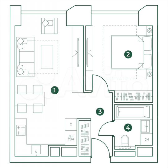 2-к. квартира, 45,9 м², 2/31 эт.
