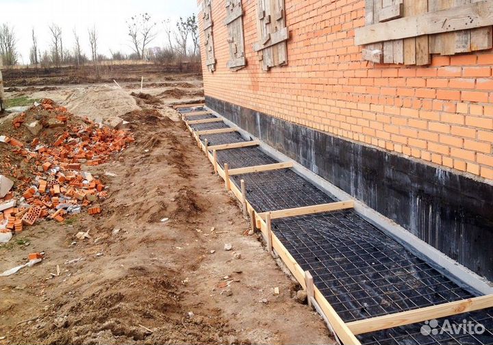 Бетонные работы отмостка фундамент площадка забор